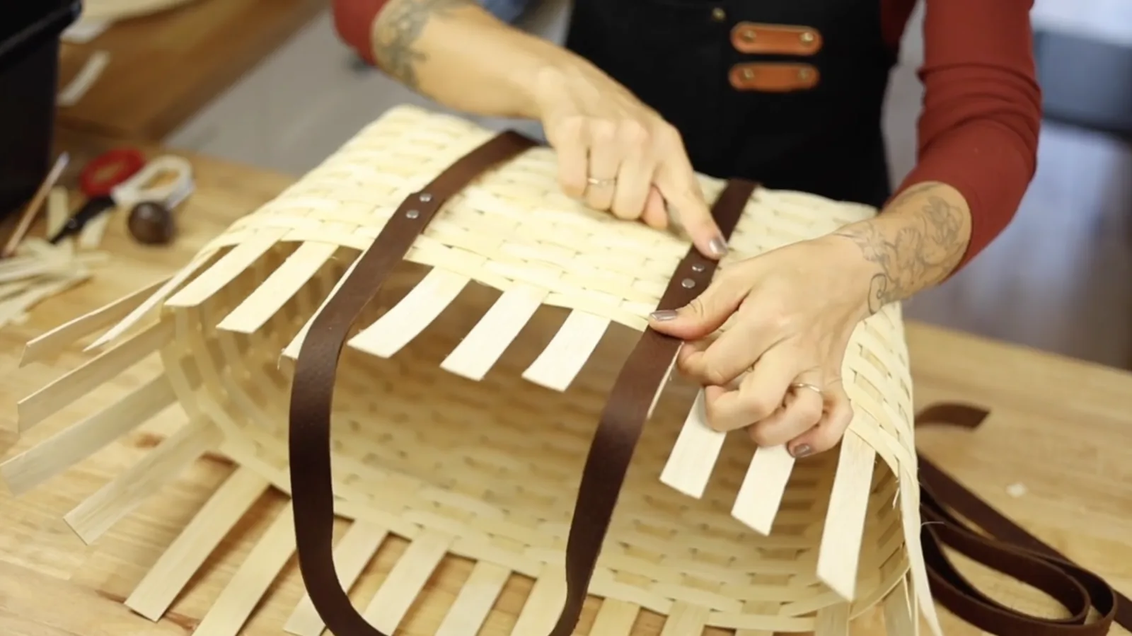 Leather Handled Tote Basket — image 3