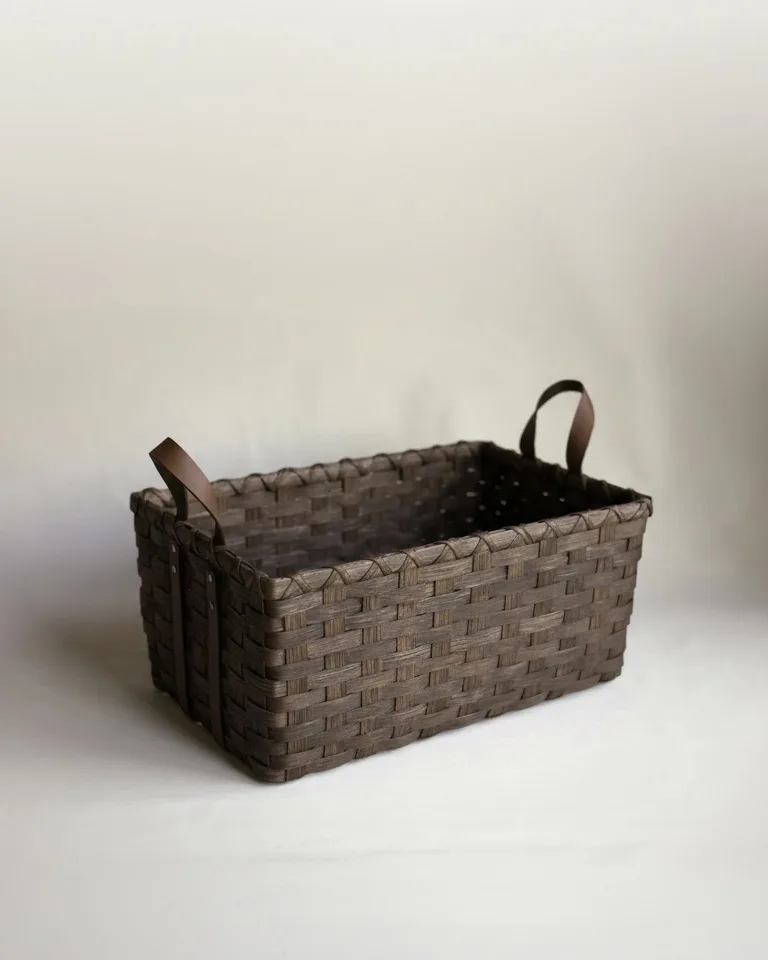 Leather Handled Storage Basket