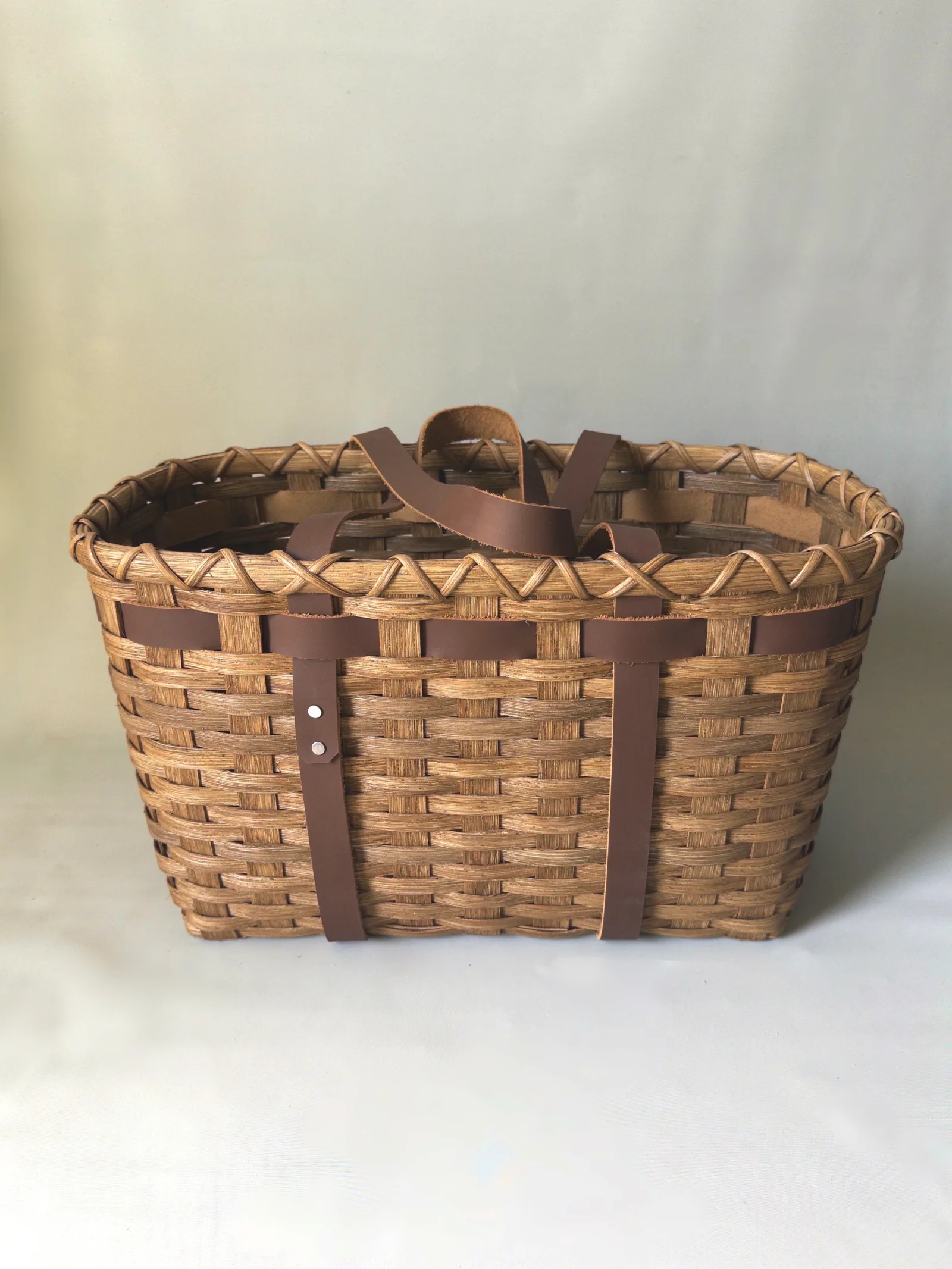 Leather Handled Tote Basket — image 2