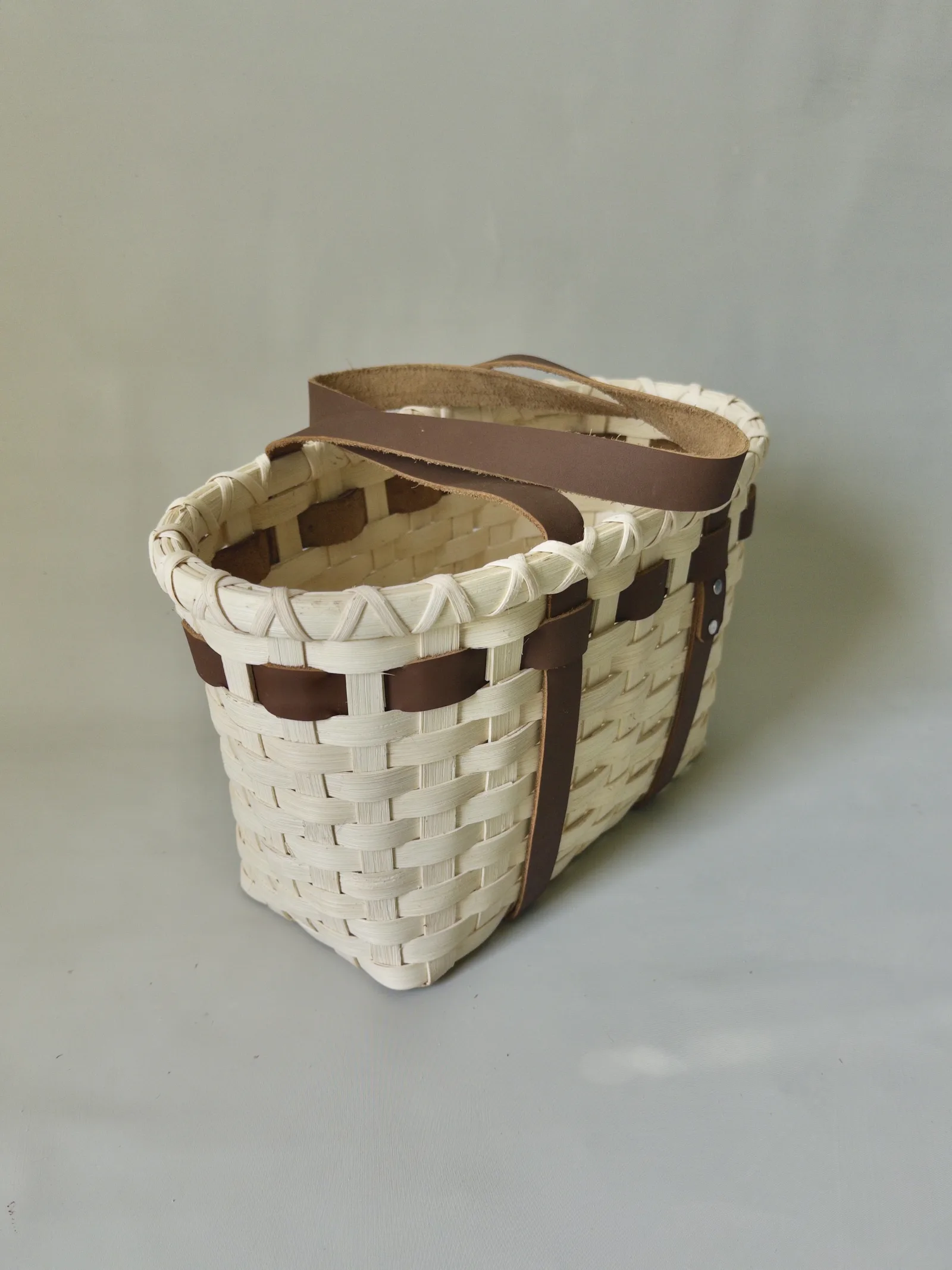 Little Leather Handled Tote Basket — image 3