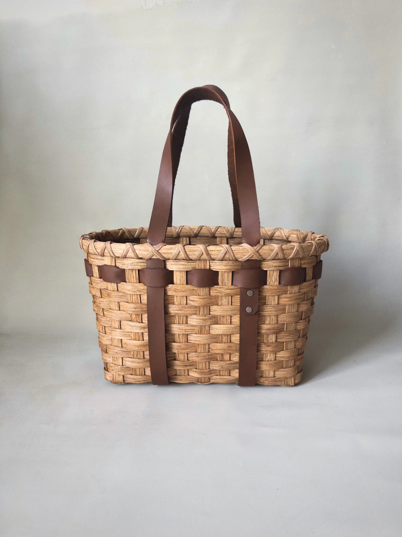 Little Leather Handled Tote Basket — image 1