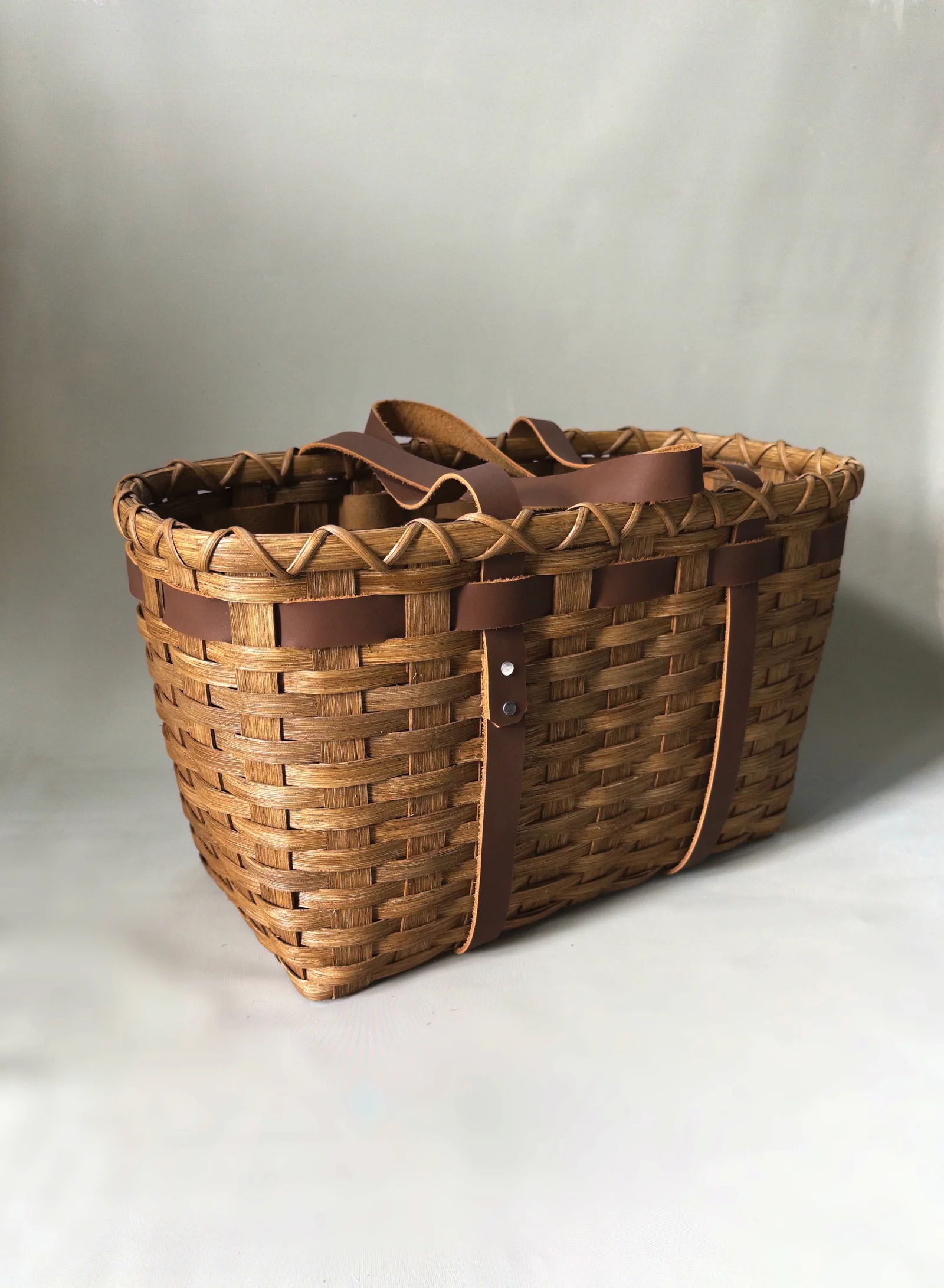 Leather Handled Tote Basket — image 6