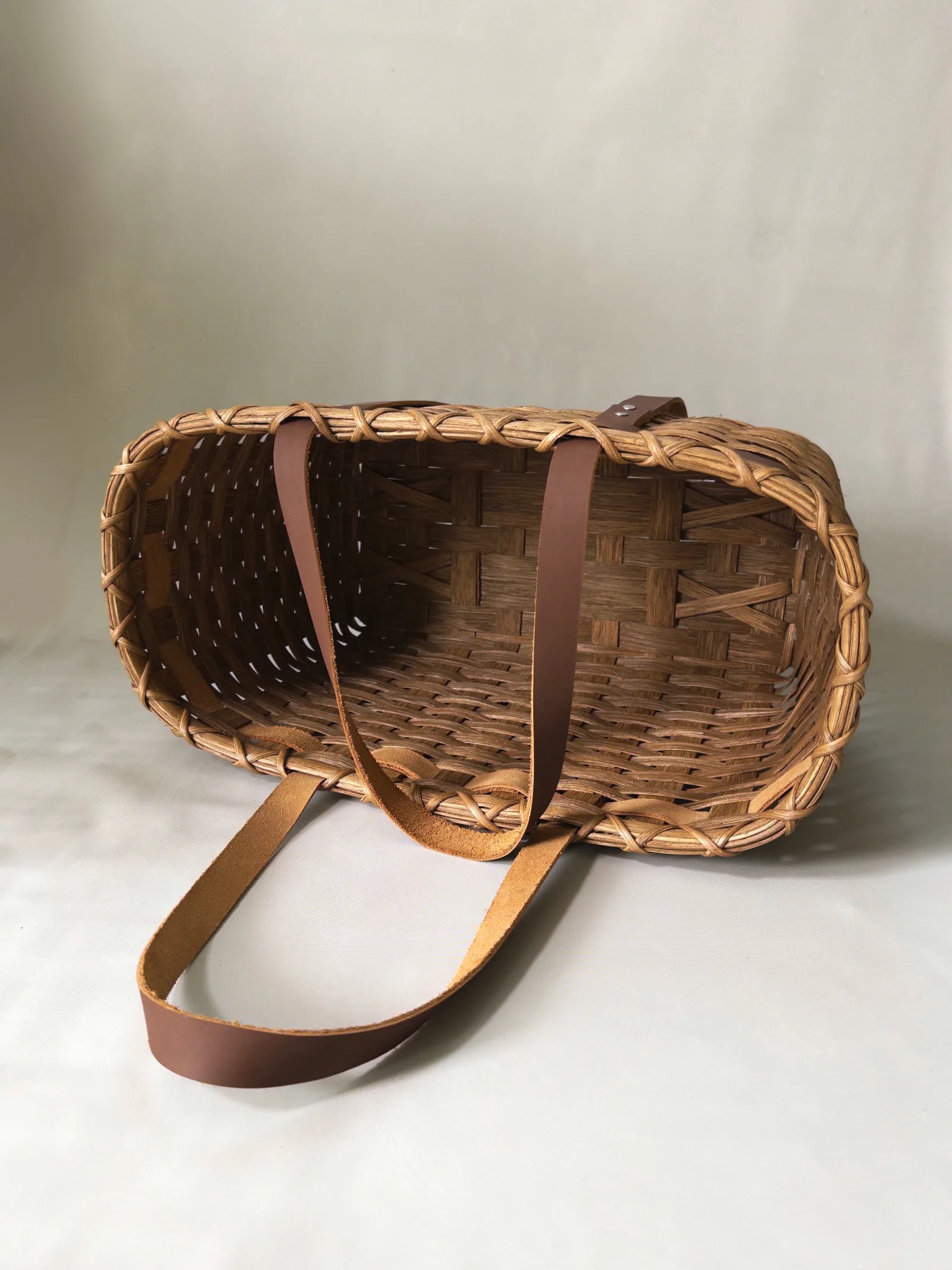 Leather Handled Tote Basket — image 3